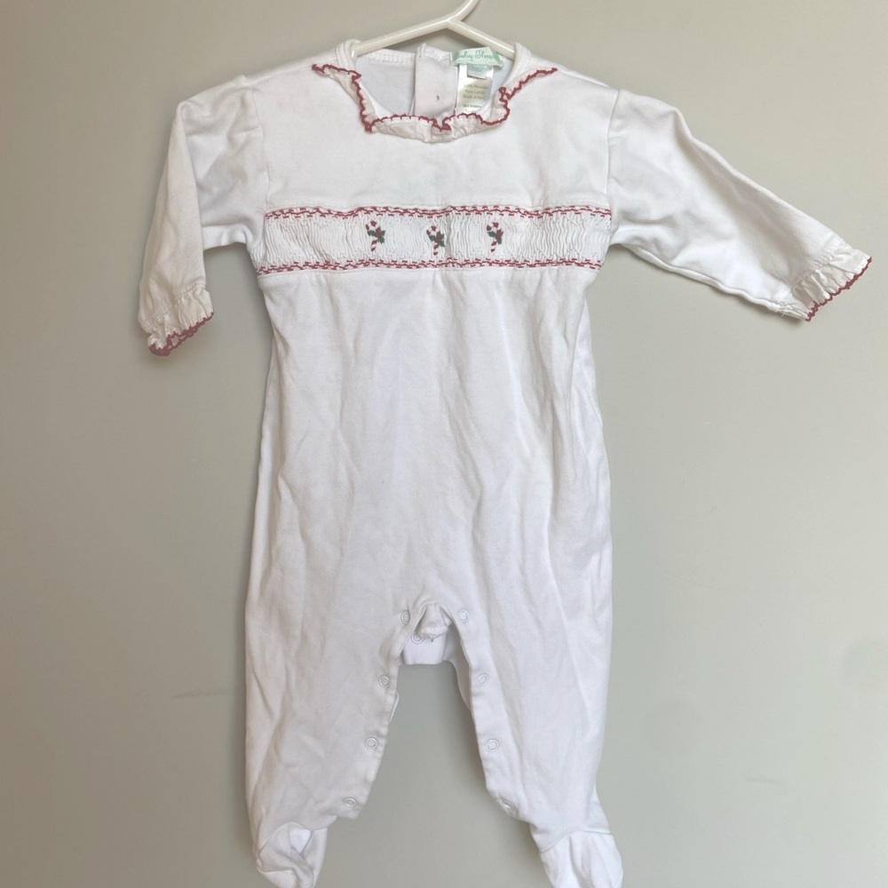 Baby Threads Christmas smocked onesie. Worn twice!